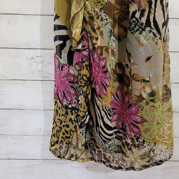 Angie Mixed Print One Shoulder Ruffle Dress Animal Floral Tagged M Fits Small - Picture 5 of 10